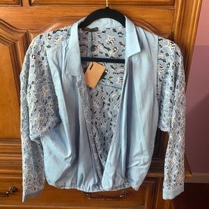 NWT Alberto Makali New York Floral-Lace Top